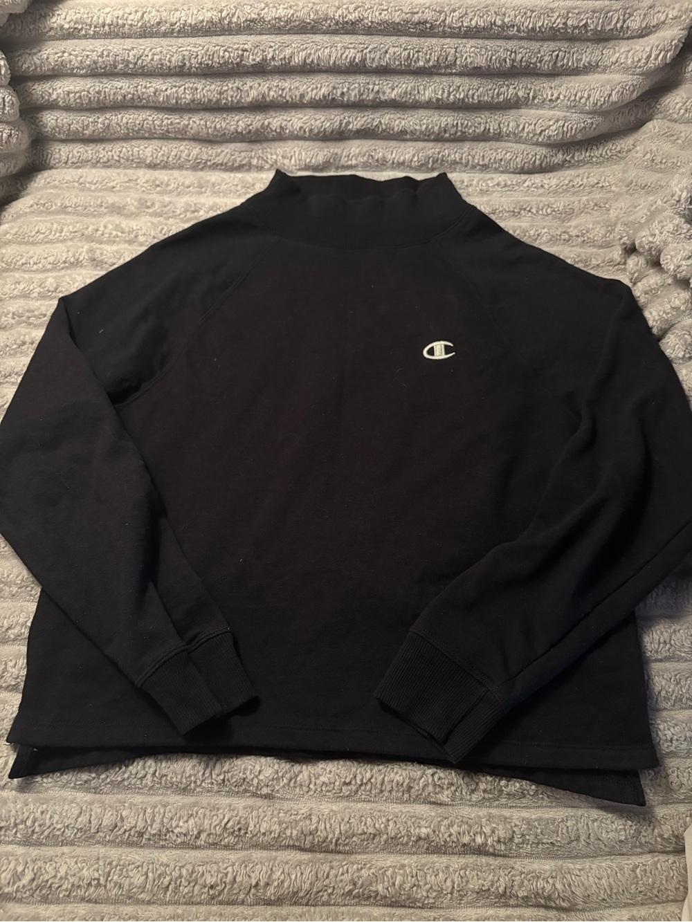 Champion Black Mock Neck Pullover with Small Logo